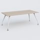 K5 plan droit 200*100 cm. Plateau Acacia et pietement Blanc avec base chromé.