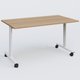 Table abattante gamme Design 140*80 cm. Plateau Noyer et pietement Blanc.