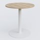 Table de réunion pietement colonne plateau D 80 cm. Plateau Chêne naturel et pietement Blanc.