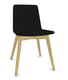 MELODY chaise 4 pieds bois. face intérieure tissu STEP noir face extérieure tissu step mélange coloris noir piétement frêne brun