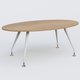 K5 table ovale 200*110 cm. Plateau Noyer et pietement Blanc avec base chromé.