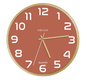 Pendule Classic silencieuse cadre hêtre, fond TERRE DE SIENNE