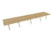 TABLE RECTANGULAIRE 4 PLATEAUX 560X120CM SUR STRUCTURE X3 MEETING. Plateau Noyer et piètement Blanc.