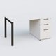 K3 Plateau droit 140x80 avec caisson porteur mélamine. Plateau ,caisson Blanc et pietement Noir Mat