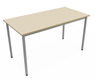 DECO Table forme rectangulaire L.140xP.80xH.75.cm, coloris mélaminé acacia / pieds aluminium