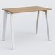 K8 plan droit 100*60 sur pieds fixe. Plateau Noyer et pietement Blanc