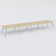 K5 table bench 560*120 cm. Plateau Chêne clair et pietement Chrome avec base chromé.