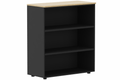 Armoire mélamine H102xL100cm sans portes, Finitions =Top de finition : Chêne (CE) / Corps d'armoire et tablettes: Noir
