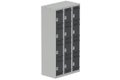 Vestiaire multicases, 3 colonnes L.90cm/12 cases, coffre gris clair/portes anthracite