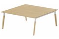 K8Wood Plan carré 160x165 -Finitions = Plateau : Blanc (BL) /Piétements : Blanc / bois