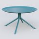 Table Basse Fashion Styl piètement 4 branches. Plateau Bleu Petrole (RAL 5025) et pietement Bleu Petrole (RAL 5025).