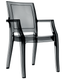 LOUVRES-Fauteuil design en polycarbonate transparent, empilable par 4.Finition noir transparent