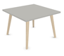 MELODY table basse carrée 70x70cm, hauteur 48cm, Plateau gris clair, piètement bois
