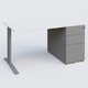 K1 Plateau droit 140x80 avec caisson métal porteur sous plateau à droite. Plateau Blanc et pietement Aluminium