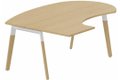 K8Wood Plan compact 90° asymétrique Manager 190x141x104/60cm sur pied de soutien - retour à gauche - plateau chêne, piétement blanc / bois