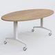 Table ovale de la gamme LEM 200-110 cm. Plateau Noyer et pietement Blanc.