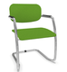 DIVA fauteuil dos tissu. piétement luge chromé. assise et dossier tissu BONDAI coloris vert