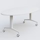 Table ovale de la gamme LEM 200-110 cm. Plateau Blanc et pietement Blanc.