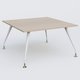 K5 plan droit 140*145 cm. Plateau Acacia et pietement Blanc avec base chromé.
