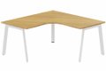 K8 Compact 90° symétrique 160x160/80cm structure pied d'angle, plateau noyer, structure blanc