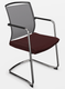 DANDY VISITEUR fauteuil luge, dos résille noir, tissu BONDAI coloris bordeaux, structure chrome