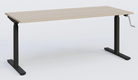 K_Pro 1 Poste solo RH 70-116 cm . Plateau 200*80 épaisseur 25mm, plateau acacia, pieds noirs