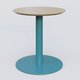 Table Basse Fashion Styl piètement colonne en métal et plateau bois. Plateau Chêne et pietement Bleu Petrole (RAL 5025).