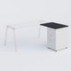 Extensions retour sur caisson 80*60 cm avec 3 tiroirs pour bureau K9. Plateau Noir et caissonBlanc.