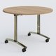 Table ronde gamme Arca D110 cm. Plateau Noyer et pietement Chrome.
