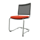 ZEN mesh visiteur - Chaise Piétement luge alu (AL).Assise tissu et dossier résille Step Orange STO (L11)