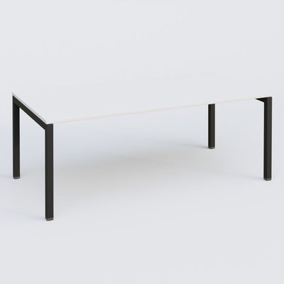[Pas de famille] - [Pas de sous famille] - K3 Plateau droit 200x100 . Plateau Blanc et pietement Noir Mat
