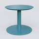 Table Basse Fashion Styl piètement colonne en métal et plateau bois. Plateau Bleu Petrole (RAL 5025) et pietement Bleu Petrole (RAL 5025).