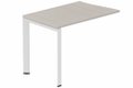 Retour vague à gauche 90x60cm sur pied, plateau acacia, structure blanc