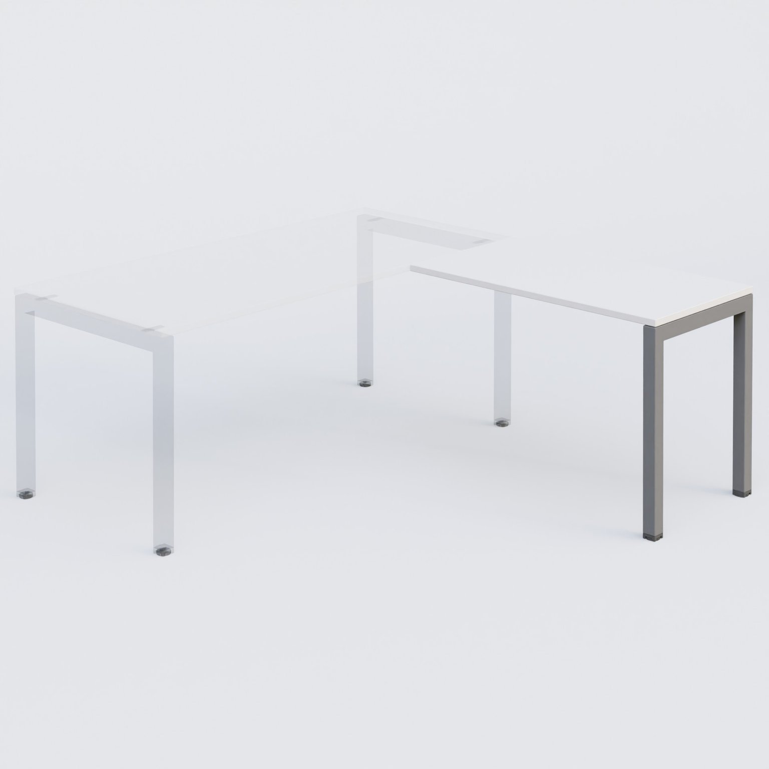Retour direct 120x60cm sur pied blanc/aluminium - sur délai