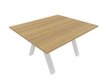 X3 Table de réunion rectiligne L140xP120cm. Plateau Noyer et piètement Blanc.