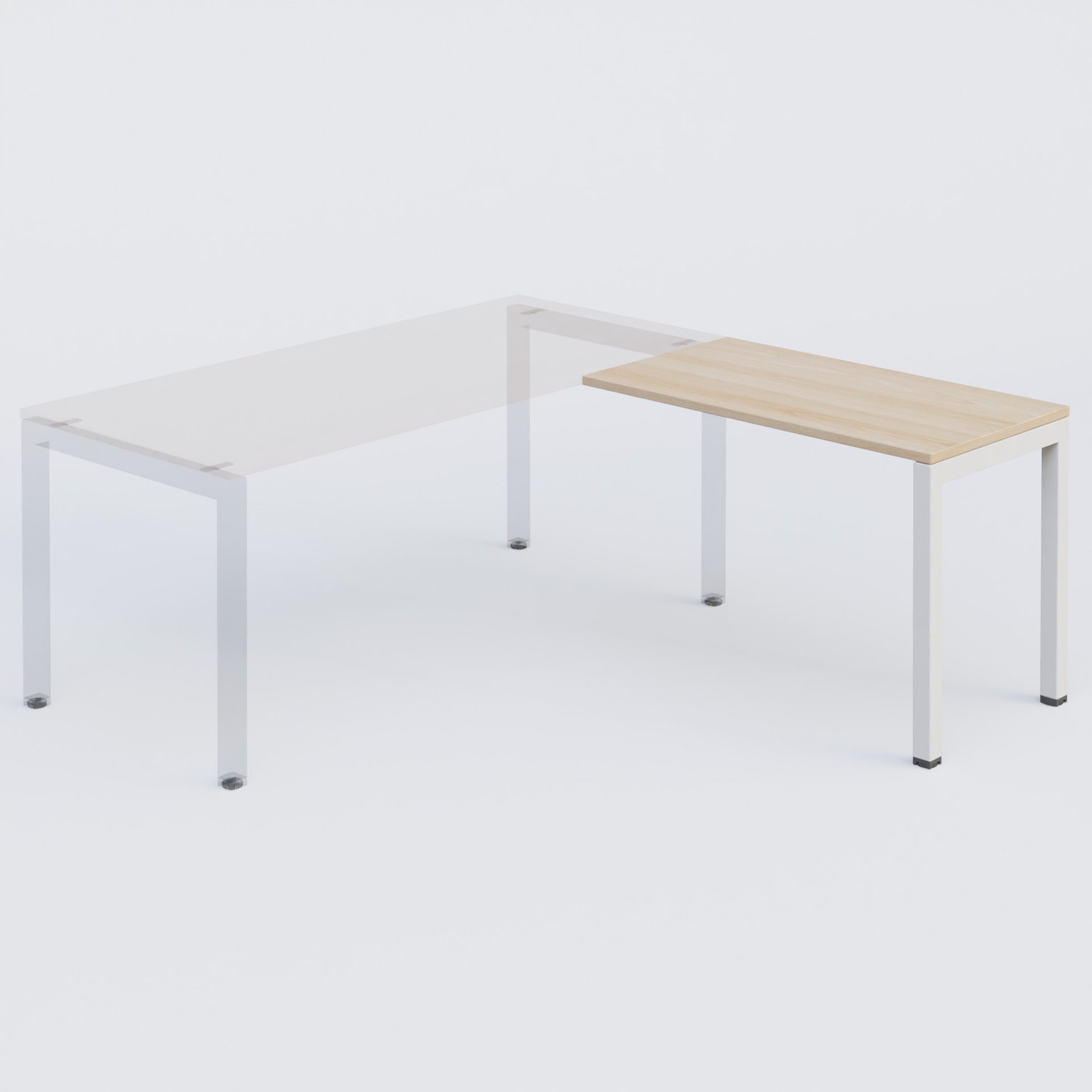 Retour direct 100x60cm sur pied, plateau hêtre, structure blanc