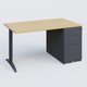 K2 Plateau droit 140x80 avec caisson métalique sous le plateau. Plateau Chêne clair et pietement Anthracite
