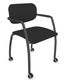 Diva - Chaise piétement 4 pieds sur roulettes laqué noir (A).Assise et dossier tissu Bondai Noir (8033)