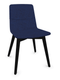 MELODY chaise 4 pieds bois. face intérieure tissu STEP bleu turquoise chiné face extérieure tissu step mélange coloris bleu chiné piétement noir