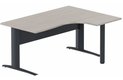 K1 VDF METAL Compact 90° asymétrique 160x120x80/60cm retour à droite sur pied de soutien, plateau acacia, structure anthracit