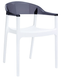 WALLIS-Fauteuil design bicolore en polycarbonate transparent -jeu de couleur et de transparence -Finition blanc et noir transparent 