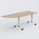 Module d'angle 90° Gauche gamme Arca 200-80 cm. Plateau Chêne naturel et pietement Blanc.