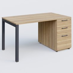 [Pas de famille] - [Pas de sous famille] - K3 Plateau droit 140x80 avec caisson porteur mélamine. Plateau ,caisson Chêne naturel et pietement Anthracite