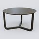 Table Basse Fashion Styl piètement tryptique en métal et plateau bois. Plateau Chêne Moka et pietement Noir (RAL 9005).