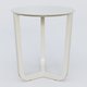 Table Basse Fashion Styl piètement tryptique en métal et plateau bois. Plateau Blanc (RAL 9010) et pietement Blanc (RAL 9010).