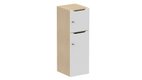 Meuble à cases H.137xL.45xP.50cm - 2 cases : 1 x H86cm (en bas) + 1 x H43cm. portes avec découpe en partie haute. serrure à clé