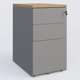 Caisson hauteur de bureau métalique 3 tiroirs avec top de finition, profondeur 60cm. Plateau Noyer et caisson Aluminium.