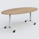 Table ovale gamme Arca 200-110 cm. Plateau Noyer et pietement Blanc.