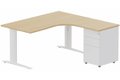 k1 Poutre -  Plan compact 90° asymétrique 180x162x80 / 60cm avec caisson HB métal 3 tiroirs - retour à droite -