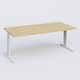 K1 Plateau droit 200x100 pieds fixe. Plateau Chêne clair et pietement Blanc